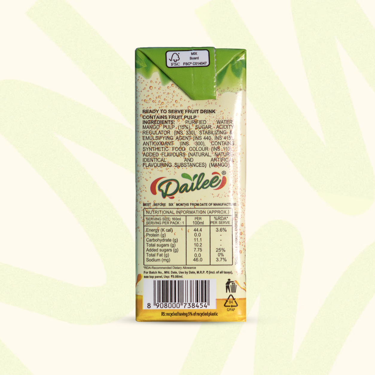 Dailee Mango ASP Drink - Tetra Pack